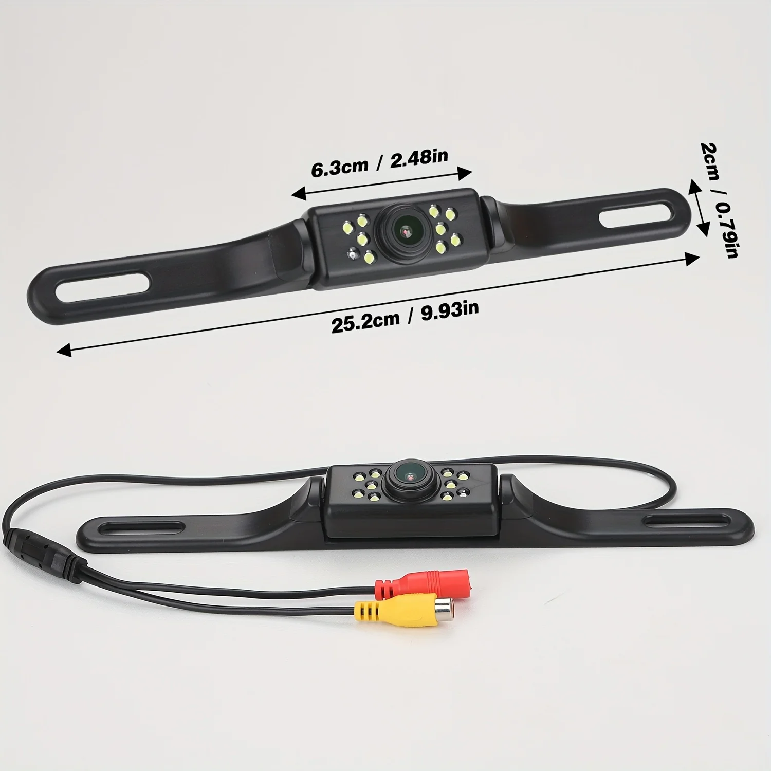 Telecamera di backup per auto Telecamera per retromarcia per visione notturna HD Telecamera per targa con 9 luci a LED, telecamera per retromarcia per auto