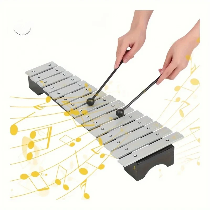 Xilófono Glockenspiel de 15 notas، con base de madera y unión metalica de 15 A،