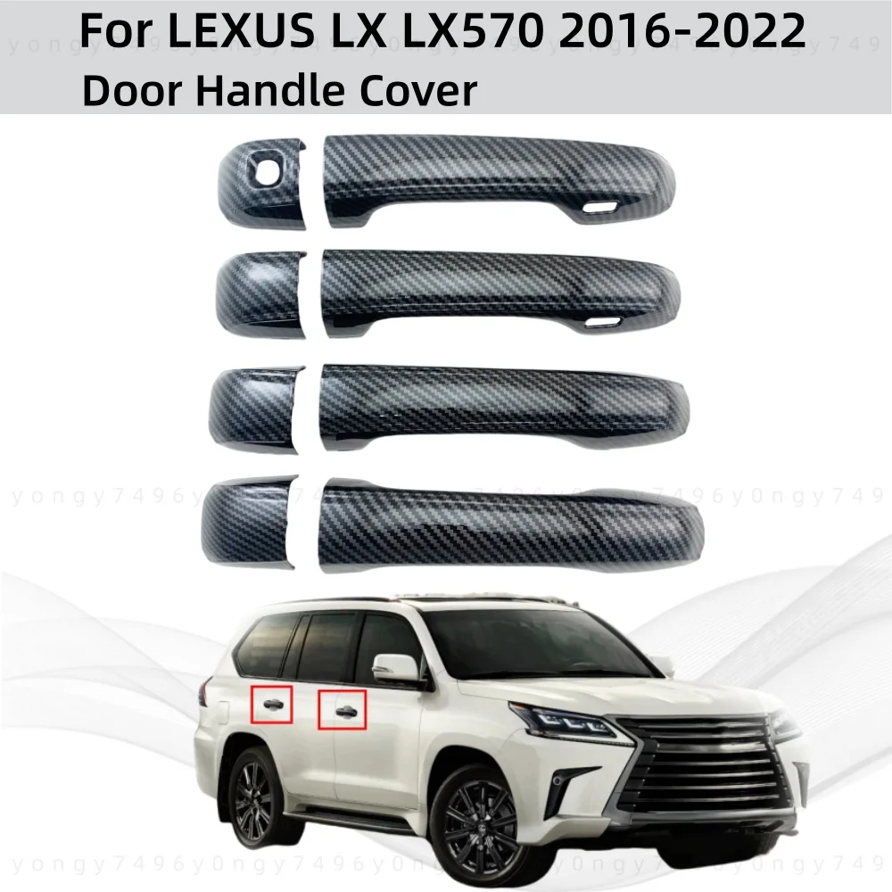 

For LEXUS LX LX570 2016 2017 2018 2019 2020 2021 2022 Black Carbon Car Accessories Plated Door Handle Cover Trim Paste Style