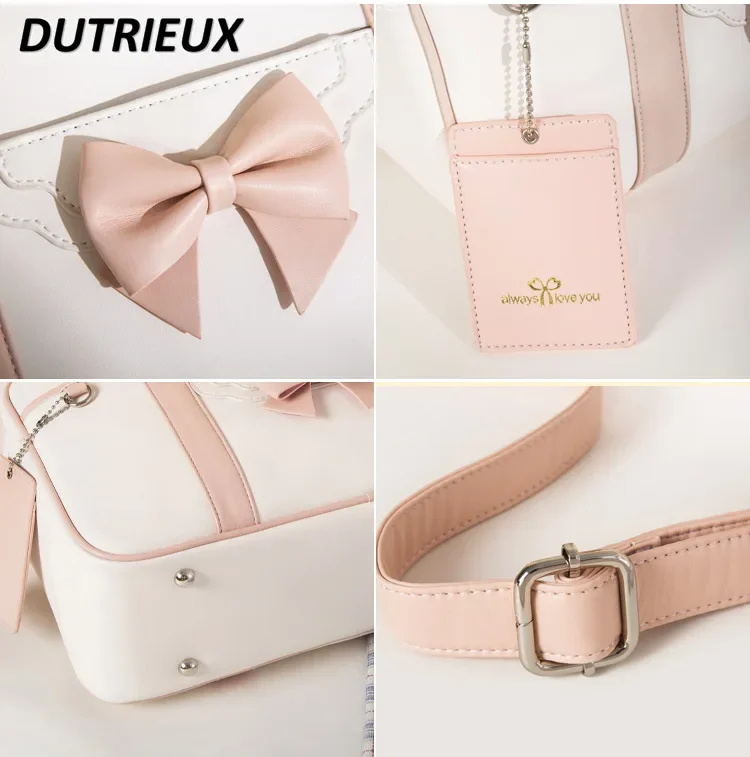Flower Heart Shoulder Bags Girl Sweet Cute Japanese College Style Bag JK Uniform Cute Large Capacity Schoolbag for Women