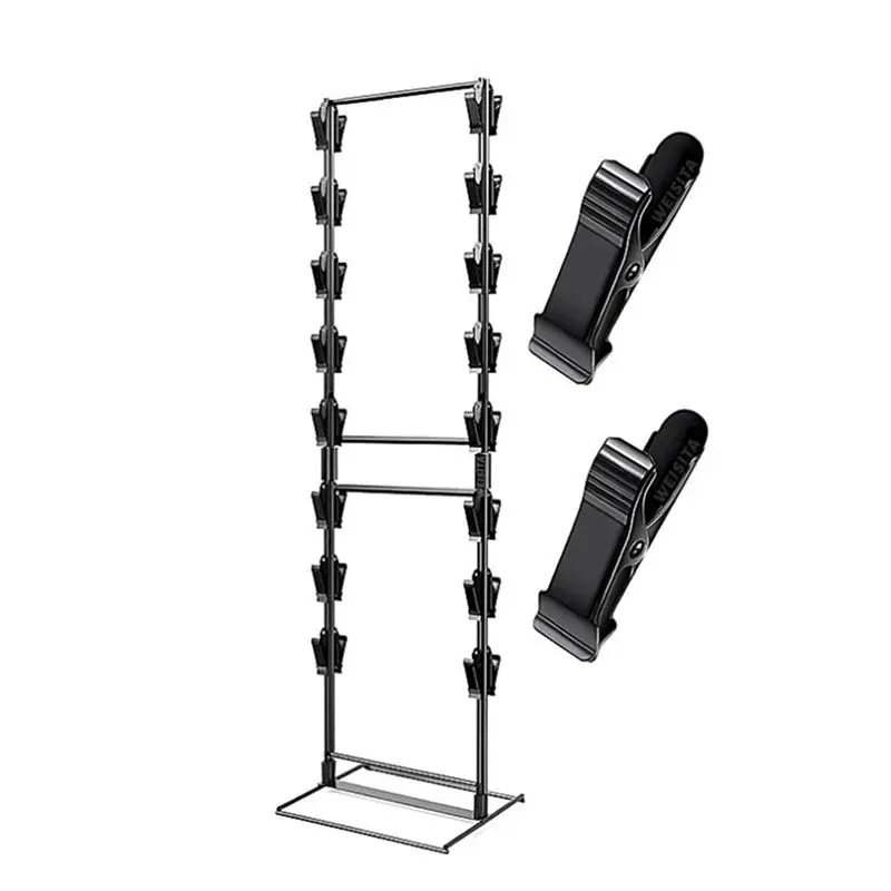 DT19 Chip Rack Display Stand with 32 Clips, 2 Row Potato Chip Bag Holder for Party, Snack Display for Concession Stand