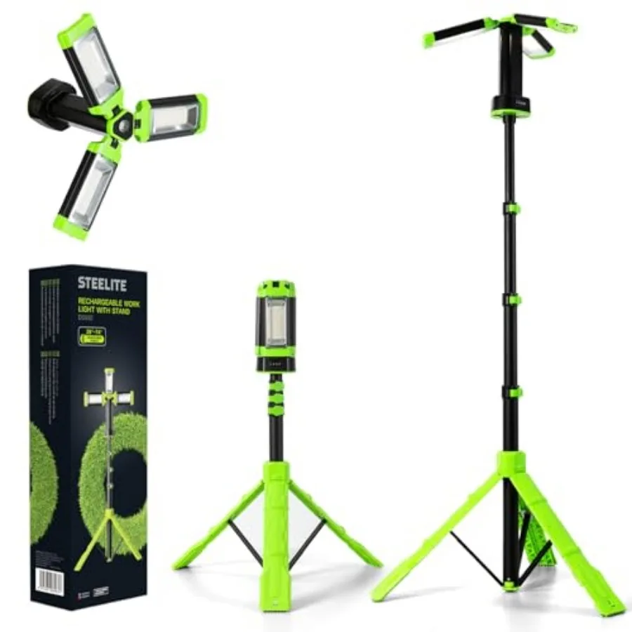 Camping Emergency Light 2700 Lumens 12000mAh with Adjustable Tripod Stand, IP65 Waterproof Cordless Work Light, Magnetic Base,