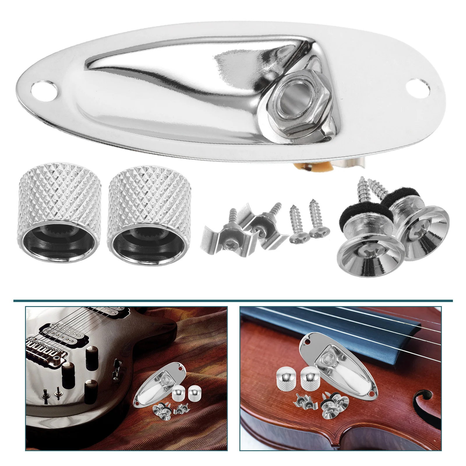 

Guitar Accessories Kit Electric Guitar Output Endpin Jack Strap Buttons Volume Knobs String Retainers Repair Tool