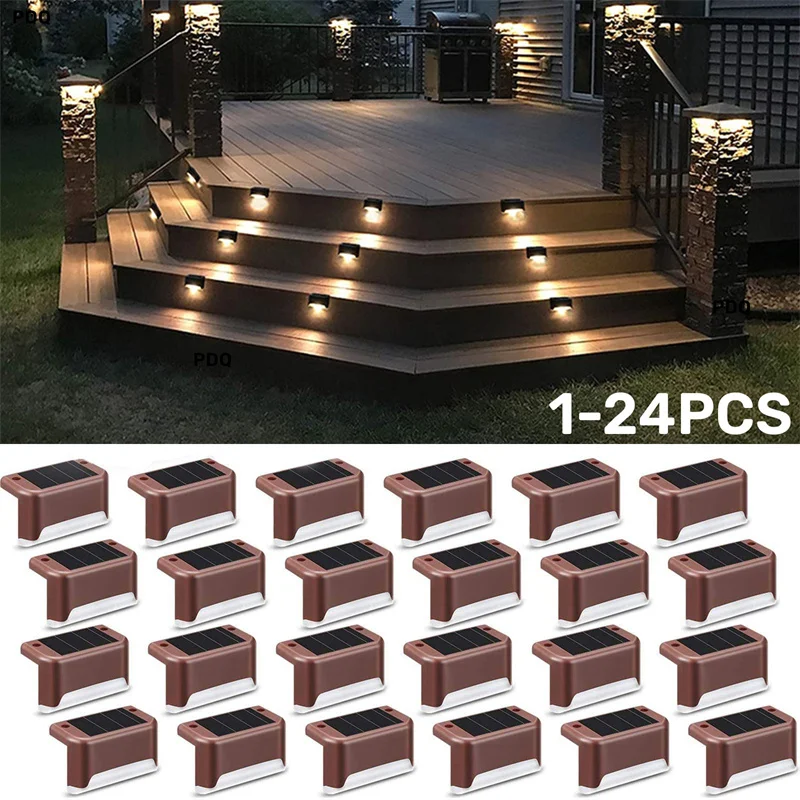 

1~24PCS Solar Deck Light Outdoor IP65 Waterproof Solar Power Garden Lamps for Railing Stairs Step Fence Yard Patio Pathway