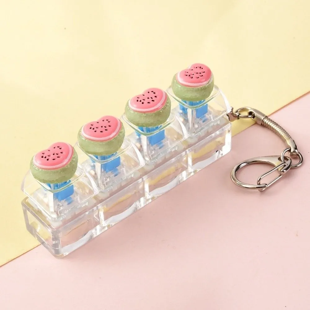 Ideal Travel Companion 4-Key Fidget Keychain Smooth Fruit Push Button Keychain Cute Portable Clicker Keychain Reduce Anxiety
