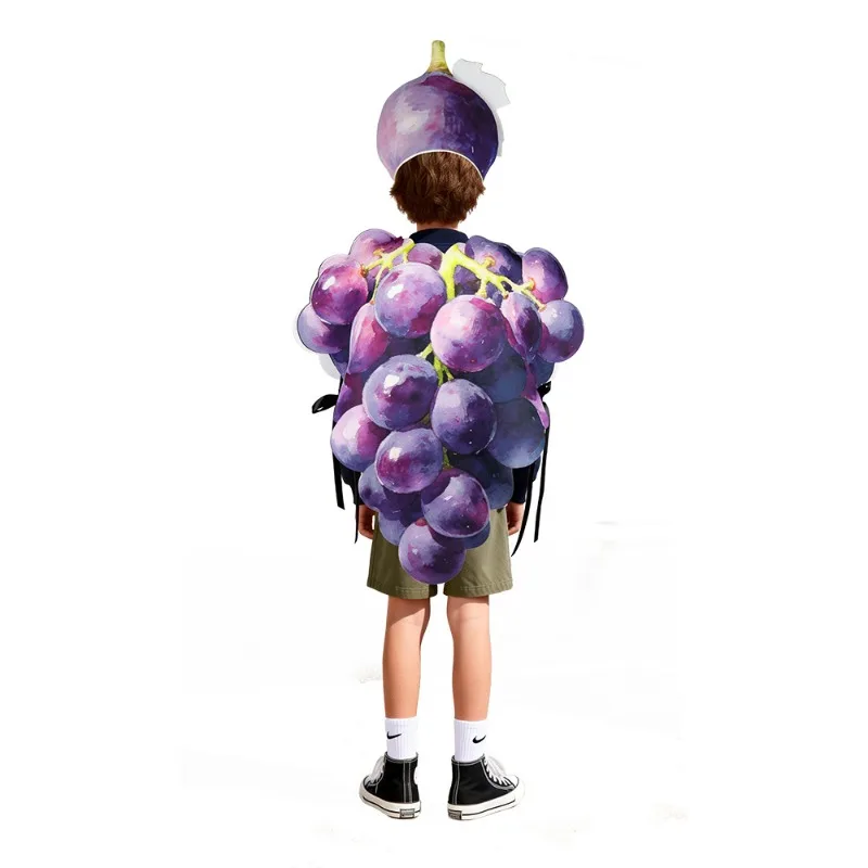 New Halloween Cosplay Costume Funny Fruit Grape Sponge Clothing Carnival Theme Party Role Playing Outfits for Parent-child view 3