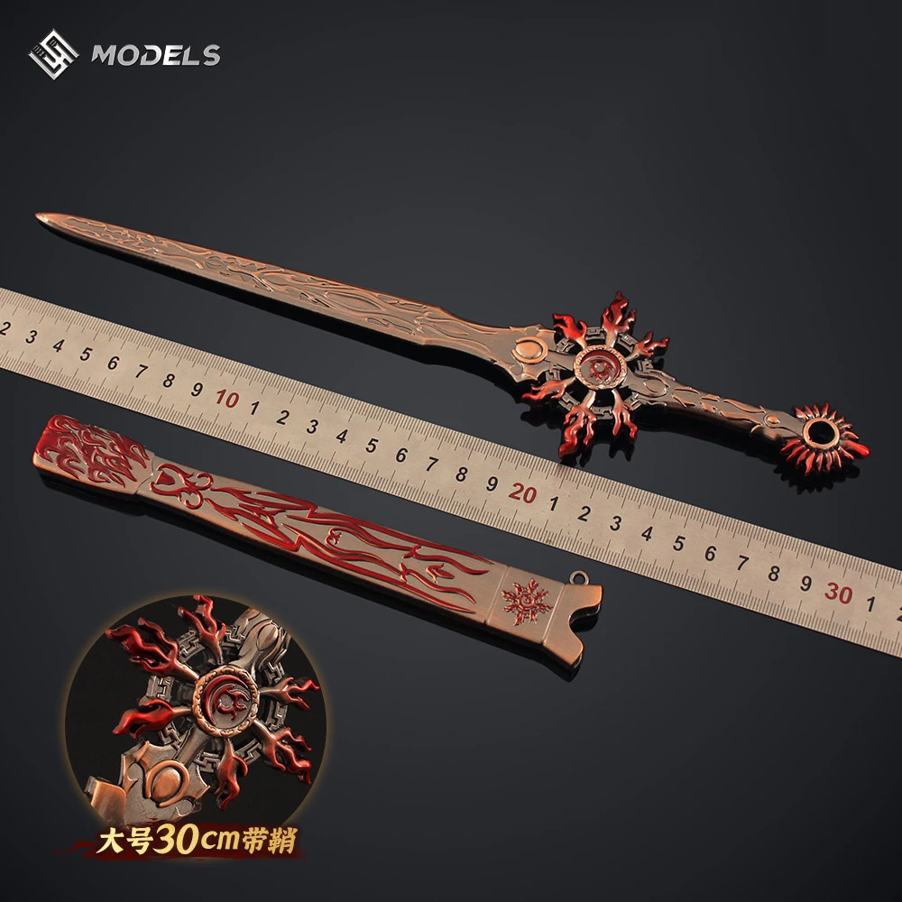 30cm/11.81in Anime peripherals Golden Light Puppet Show Age Sword Metal Weapon Model Collection