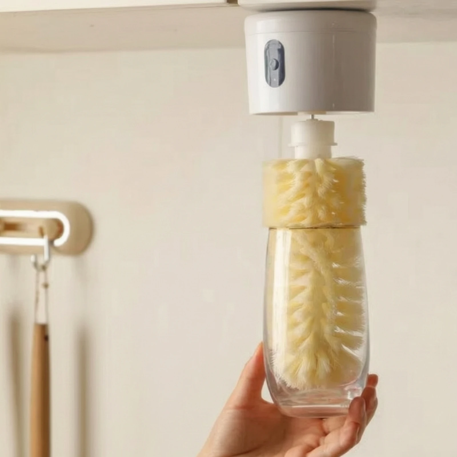 Electric Cup-Cleaning Brush Soft Bristle Electric Cup Scrubber with Replaceable Brush Heads for Busy Households, Office