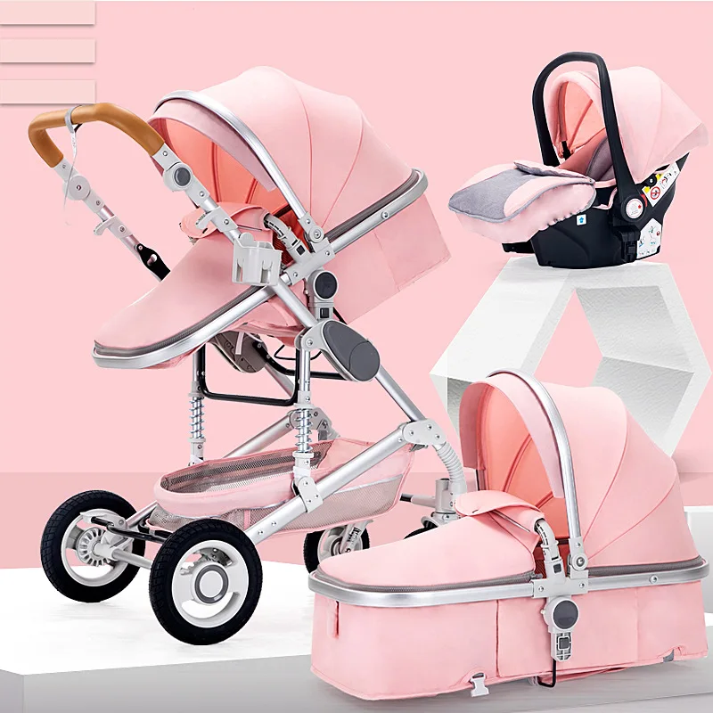 High landscape 3in1 baby stroller safety seat basket sit lie down fold two way baby stroller