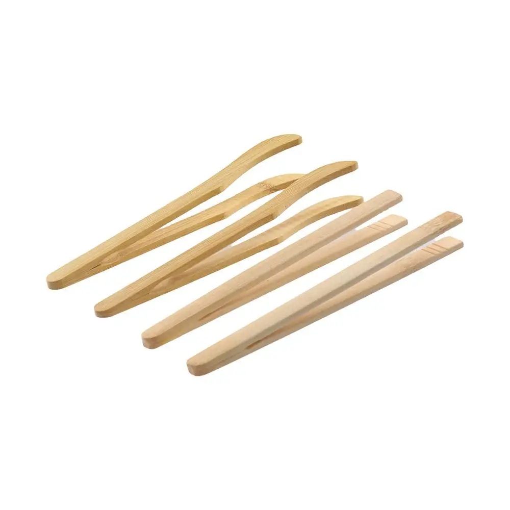 1PC Wood Bamboo Reusable Non-slip Anti-scalding Salad Tongs Food Clip Bread Tongs Tea Clip
