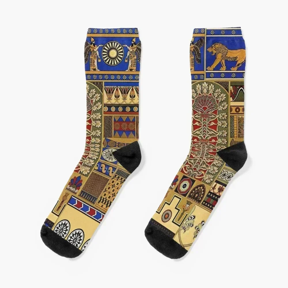 Ancient Assyrian Art Socks retro sheer Run Socks Ladies Men's