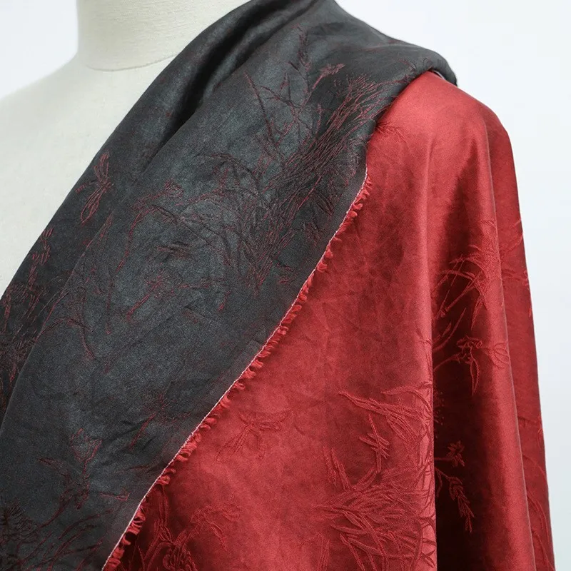 

The fabric of New Year's greeting dress bride's wedding silk plain satin with pattern jacquard and fragrant gauze