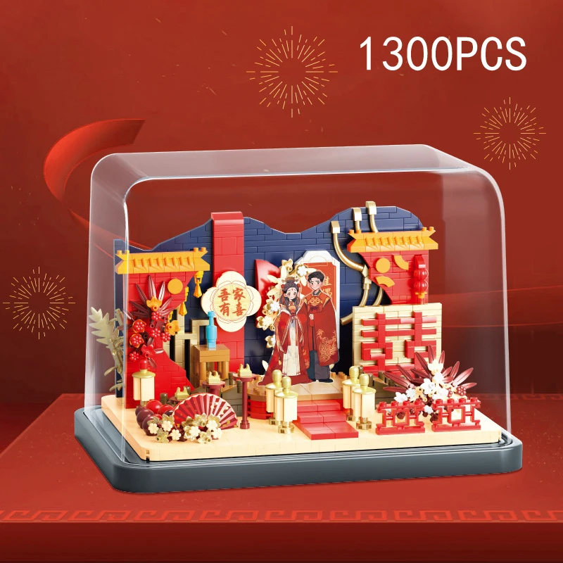 

Конструктор Loz Streetscape Mini Diamond: Креативный набор для сборки китайской свадебной сцены, городской пейзаж, развивающая игрушка для подарков