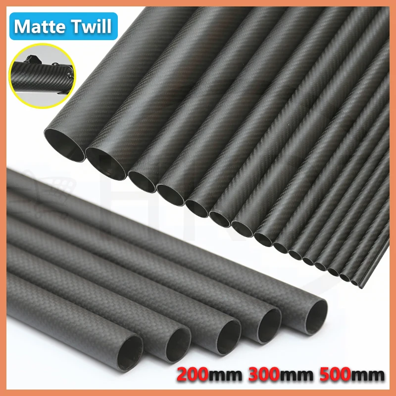 1Pcs 3K Carbon Fiber Tube Matte Twill Hardness Composite Material Length 200 /300/500mm OD 5mm to 50mm Fibre Tube