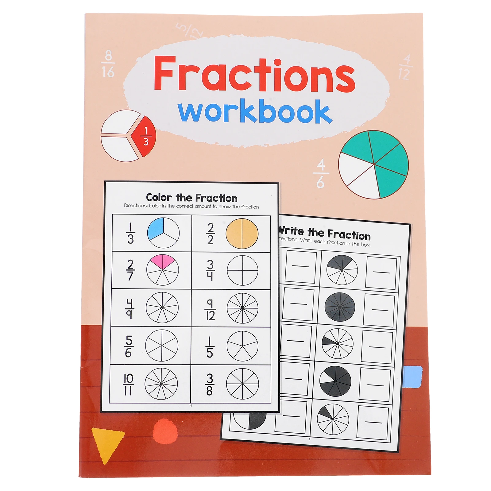 Mathematics Fraction Training Book For Early Learning Educational Workbook Fun Practice Questions Math Manipulatives
