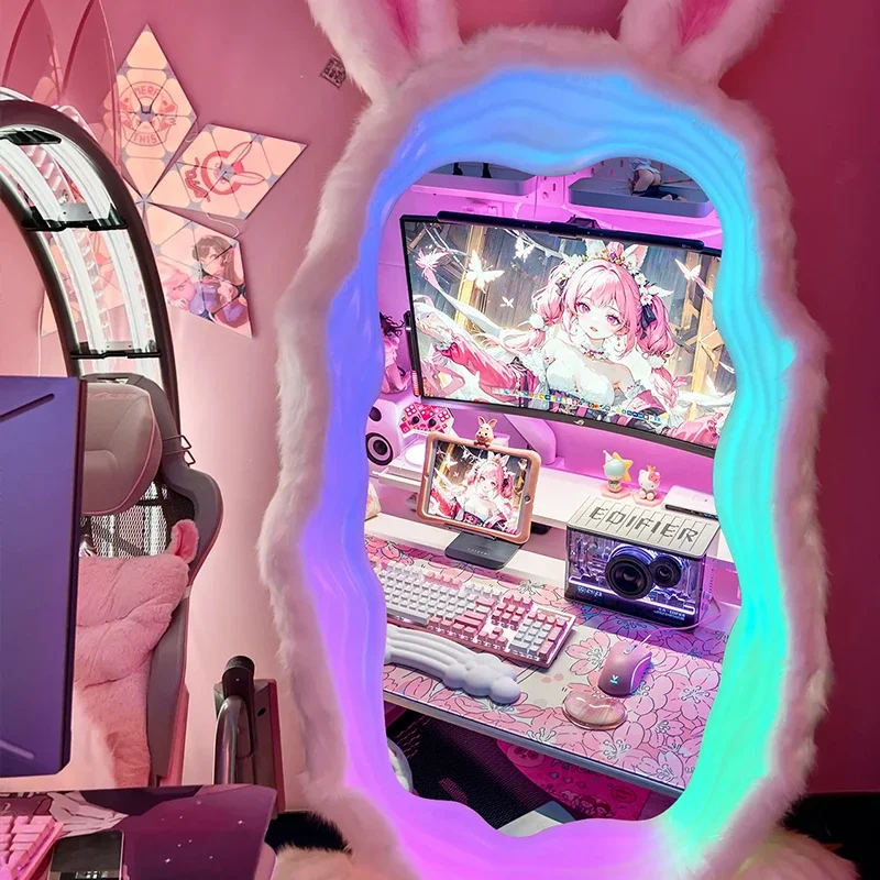 11Internet Celebrity Rabbit Full Mirror Luminous Floor Mirror Wave Girls Home Fitting Cute Oversized Modern..