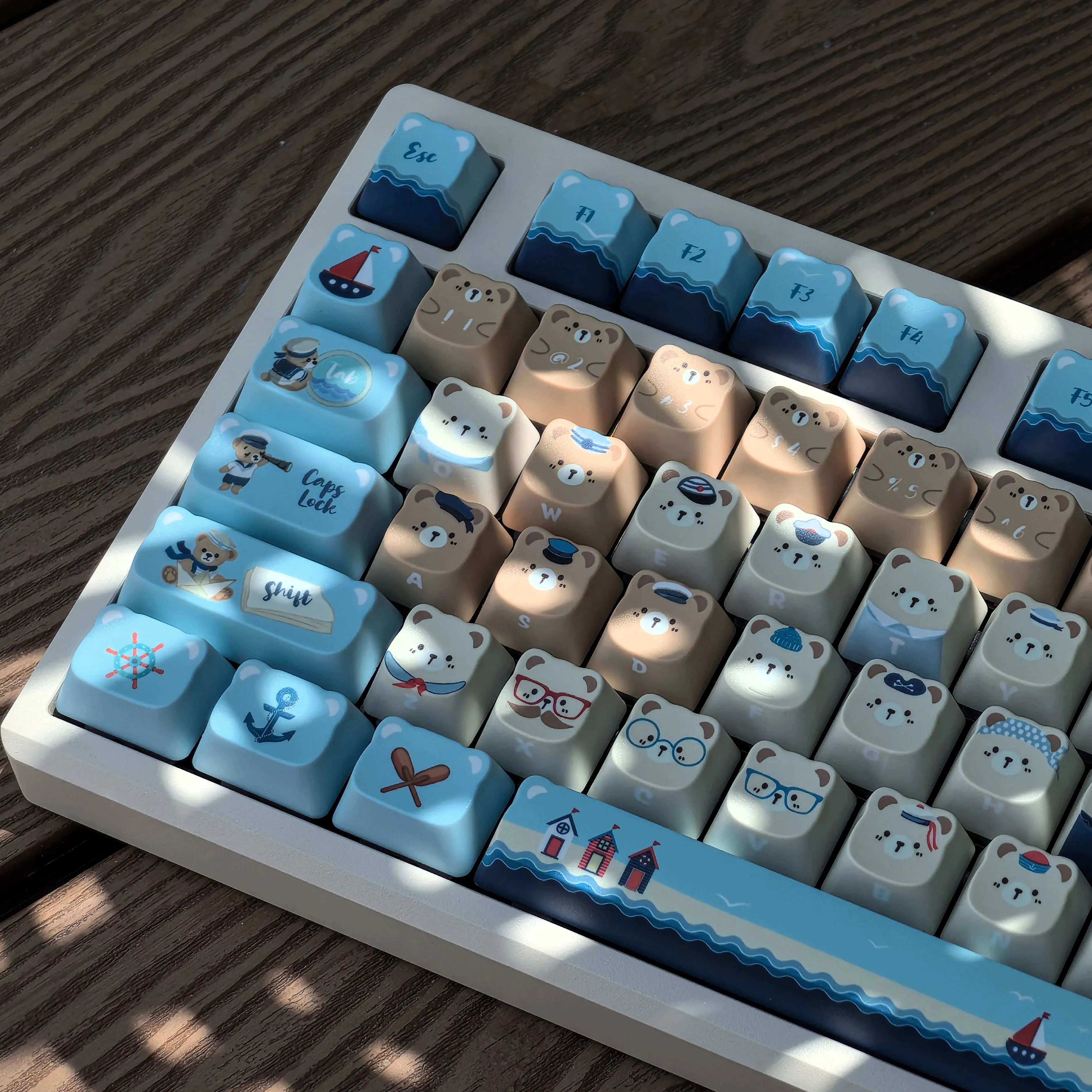 Original sea bear theme BBA highly cute keycaps full five-sided sublimation mechanical keycaps customized full set