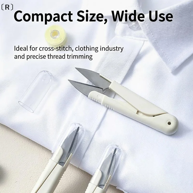 〔R〕Folding Spring Loaded Scissors Portable Mini Sharp Cutter Spring Loaded Safety Cover For Home Student Sewing Craft Cutting