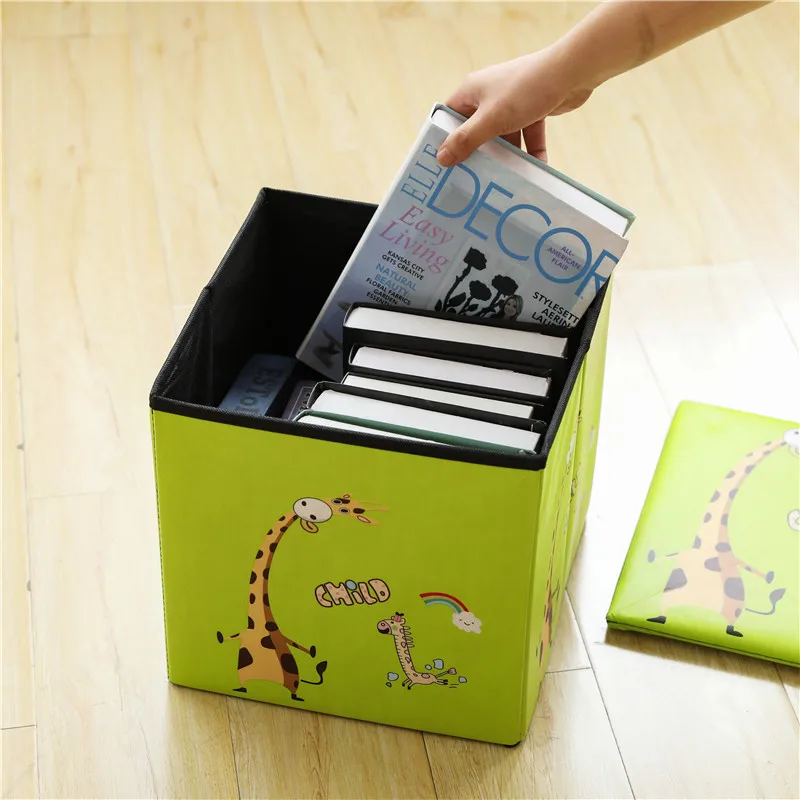 Kids Toys Cartoon Foldable Storage Box Square Toy Organizing Box Household Storage Box Fabric Storage Stool  Storage Organizer