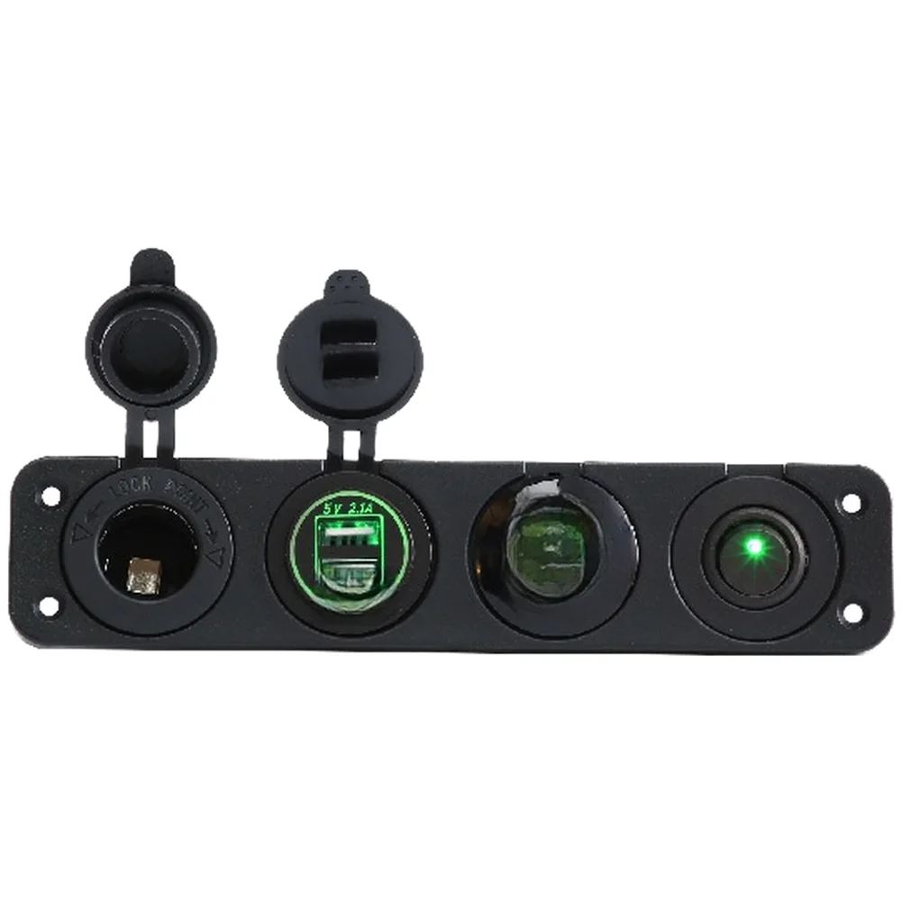For Night Driving 4 Hole Power Socket Waterproof Voltage Meter Aluminum Alloy Body Blue LED Indicator For Marine Boat