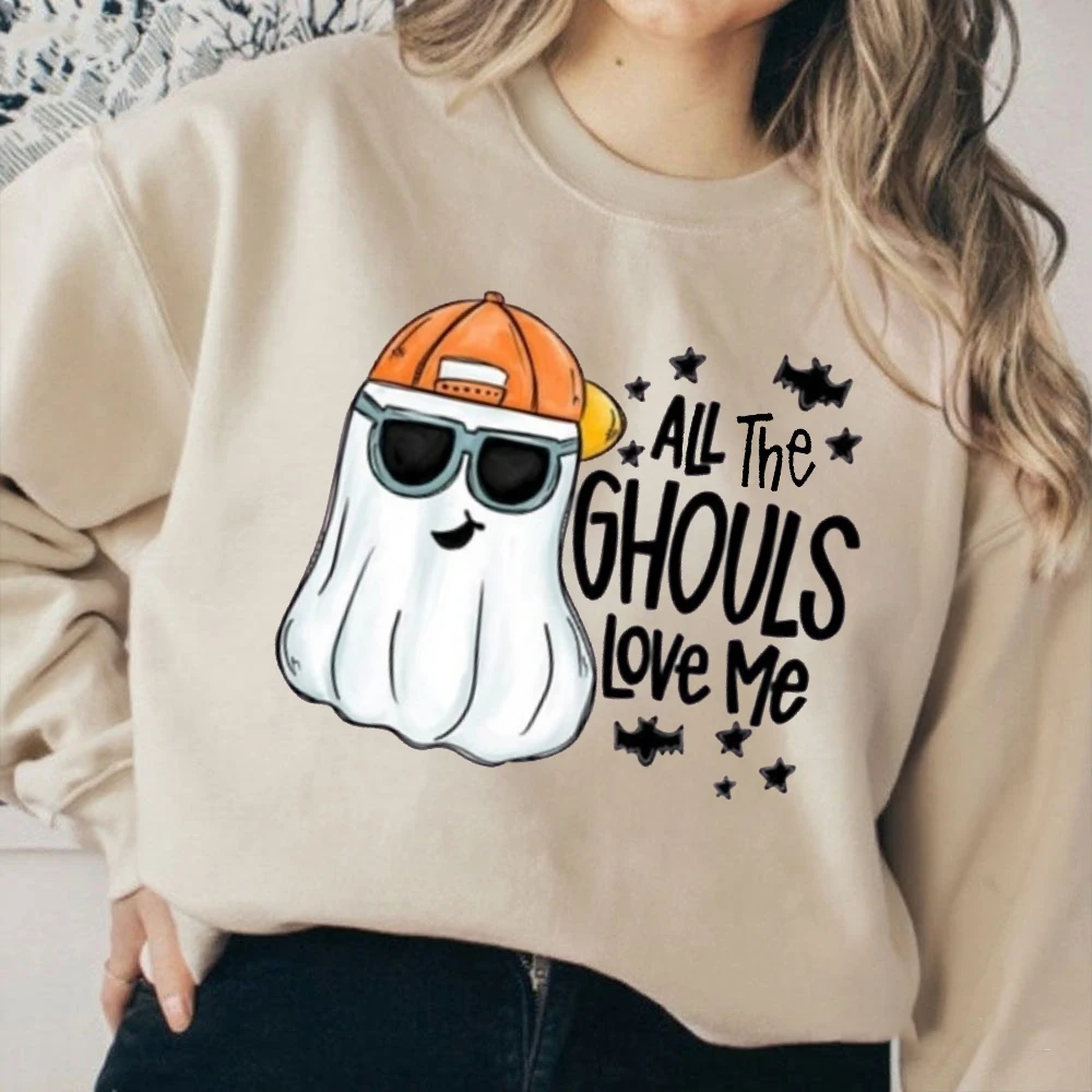 

Толстовка All The Ghouls Love Me, забавные топы с графическим принтом и призраком на Хэллоуин, мужская уличная одежда в стиле хип-хоп, модная повседневная одежда