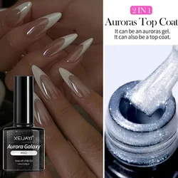 XEIJAYI Aurora Galaxy Gel Nail Polish Silver Colorful Sparkling Laser Top Coat Semi Permanent Nail Art Gel Varnish
