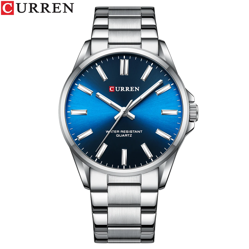 CURREN Klassische Modemarkenuhren für Herren, Business-Quarz-Armbanduhren mit leuchtenden Zeigern und Edelstahlarmband 3