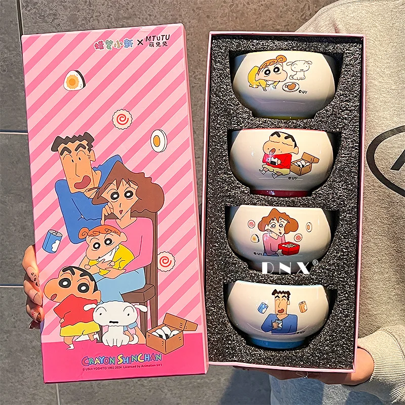 Cartoon Crayon Shin-chan Home Ceramic Bowl Set Childrens New Anime Kawaii Rice Bowl Home Soup Bowl Housewarming Christmas Gift