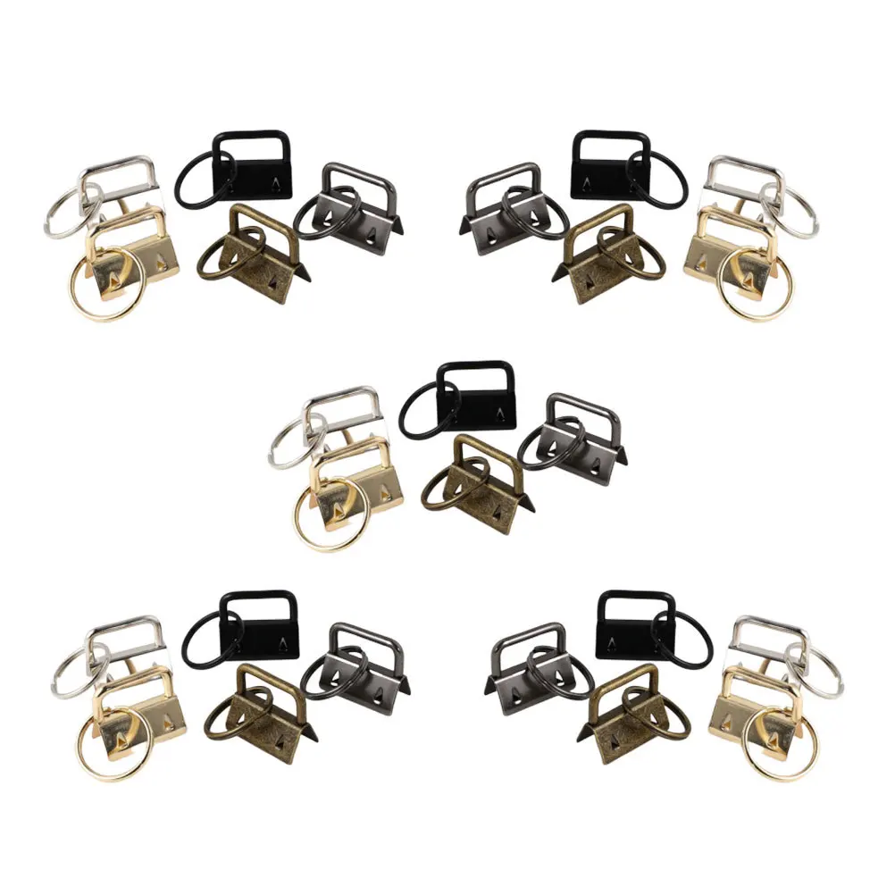 50pcs Luggage End Caps Bag Straps Metal Keychain Fob Hardware Fashion With Keychain Diy Craft Accessories Wristlet Key Ring