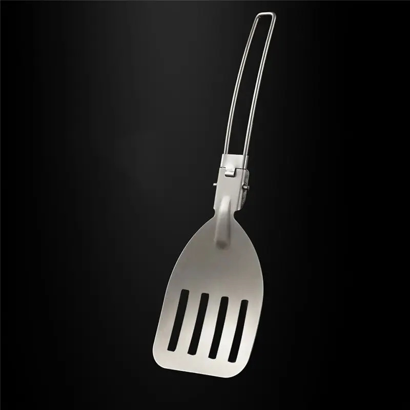 L62A Folding Spatula Fold Spoon Stainless Steel Outdoor Camping Gear Cooking Accessories Picnic Equipment Style B