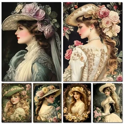 Victorian Lady Diamond Painting Beautiful Vintage Woman New Beads Embroidery Mosaic 5D Full Diamond Cross Stitch Kits Wall Art