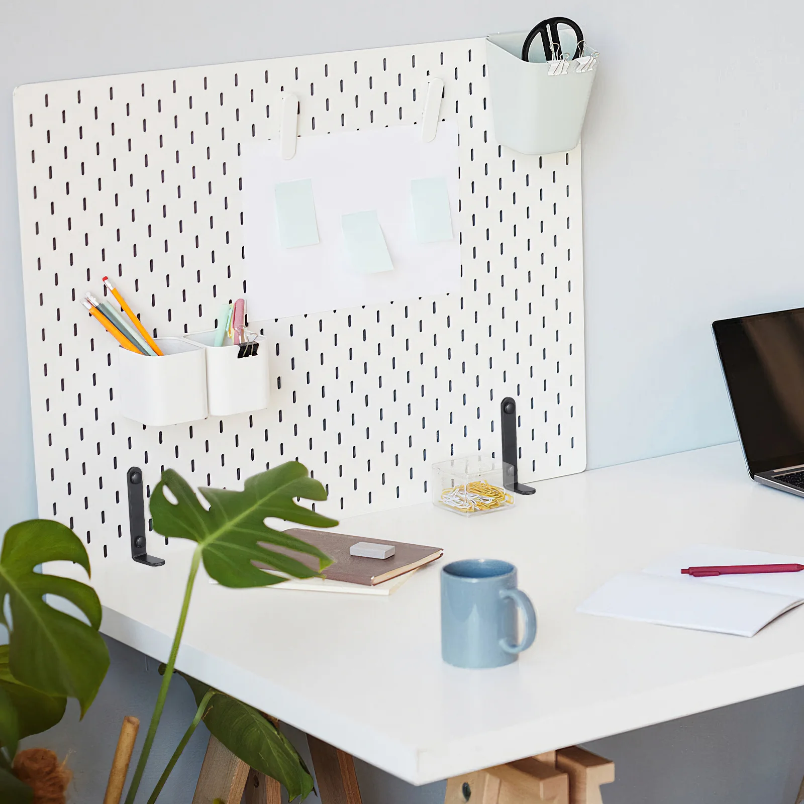 

2Pcs Table Pegboard Brackets Stable Iron Panel Stand Durable Desk Edge Connector for Display Panels Pegboard Panel Stand