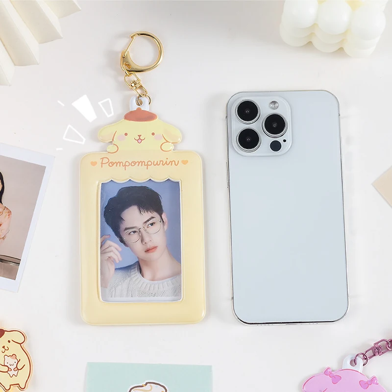 Sanrio Kawaii Cartoon Hello Kitty Keychain My Melody Photo Card Kuromi Cinnamoroll Card Holder Student Stationery card storage