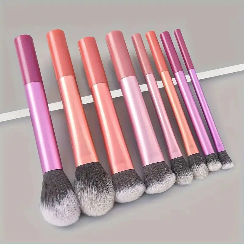 Conjunto de pincéis de maquiagem profissional, 8 peças, cabelo sintético macio e premium, sem crueldade, fácil de limpar, base, blush, sombra, cosméticos