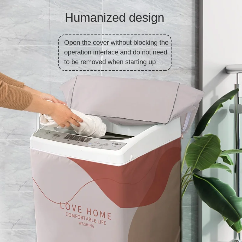New Cartoon Pattern Washing Machine Dust Cover Silver Coating Waterproof Washing Machine Cloth Cover Sticker Fasten Style Cover