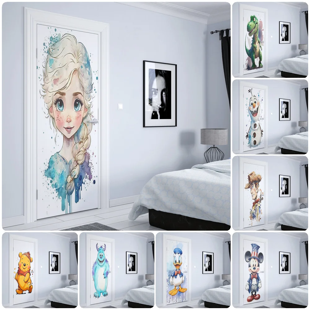 Disney Toy Story Frozen Elsa Anna Applicable to elevator room door wall decoration Door sticker Home decoration Wall Sticker HD