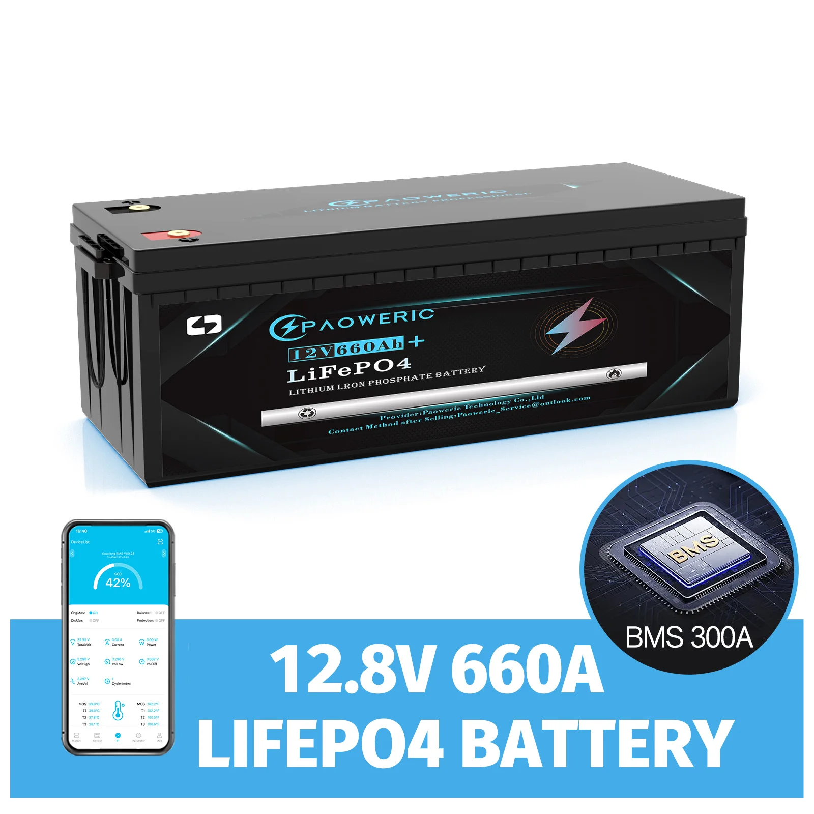 12V 660Ah LiFePO4 Lithium Battery Built-in 250A BMS, Up to 10000 Deep Cycle, Low Temperature Cut Off Lithium Battery, Perfect for RV, Solar, Marine, Camping, Off-Grid, Home Energy Storage Paoweric
