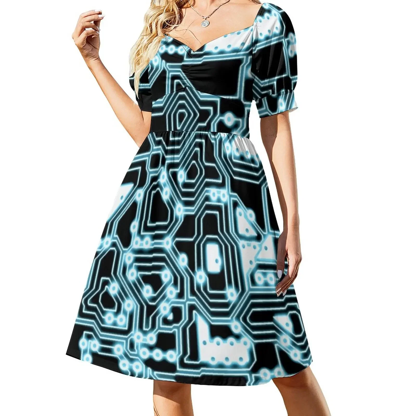 

Electron - glowing circuits Short-Sleeved Dress summer dress daily wedding dresses for parties long sleeve dresses