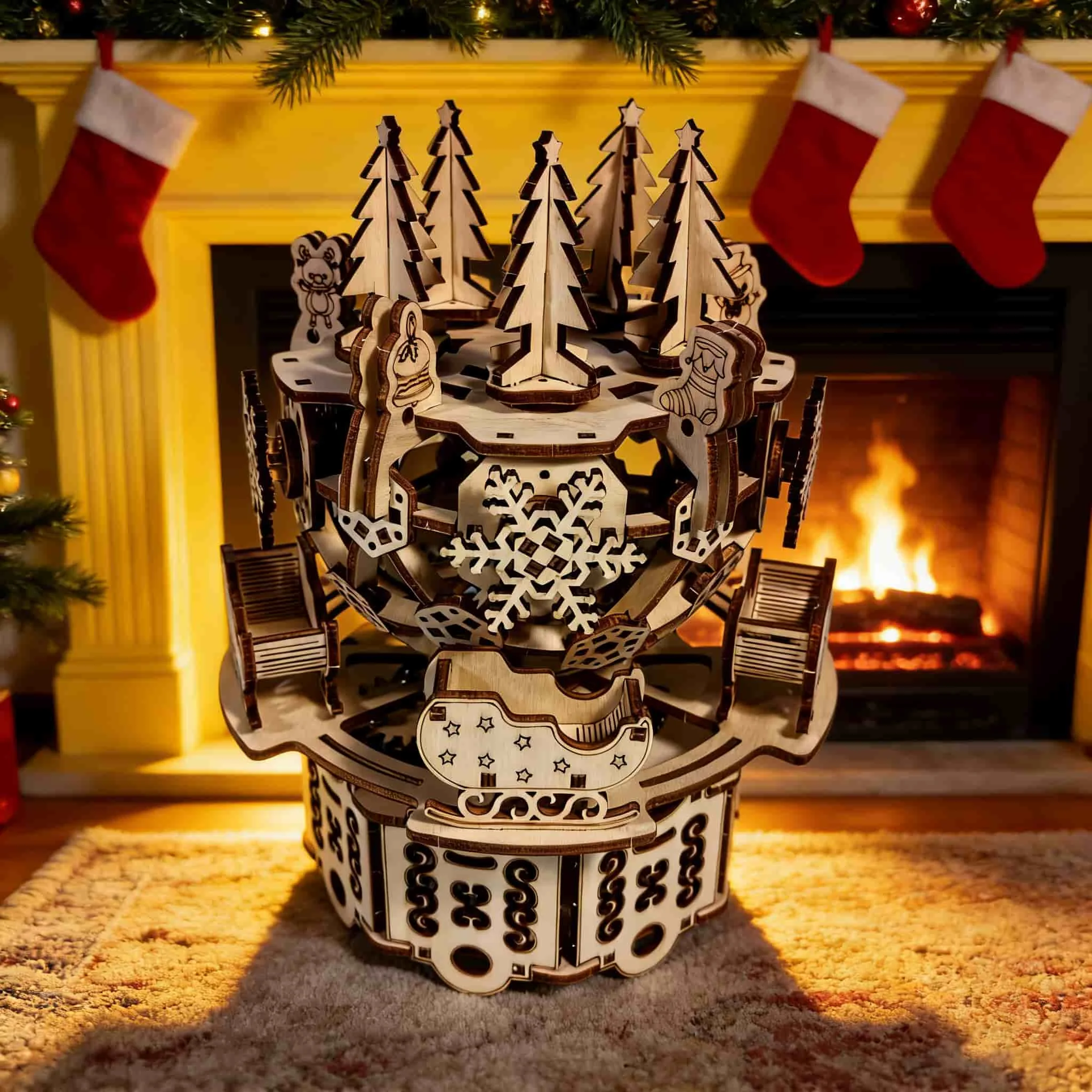 

3D Christmas Music Box Wooden Puzzle, DIY Model Kit, Handcrafted Gift, Home Decor, Birthday/Valentine's Day Present