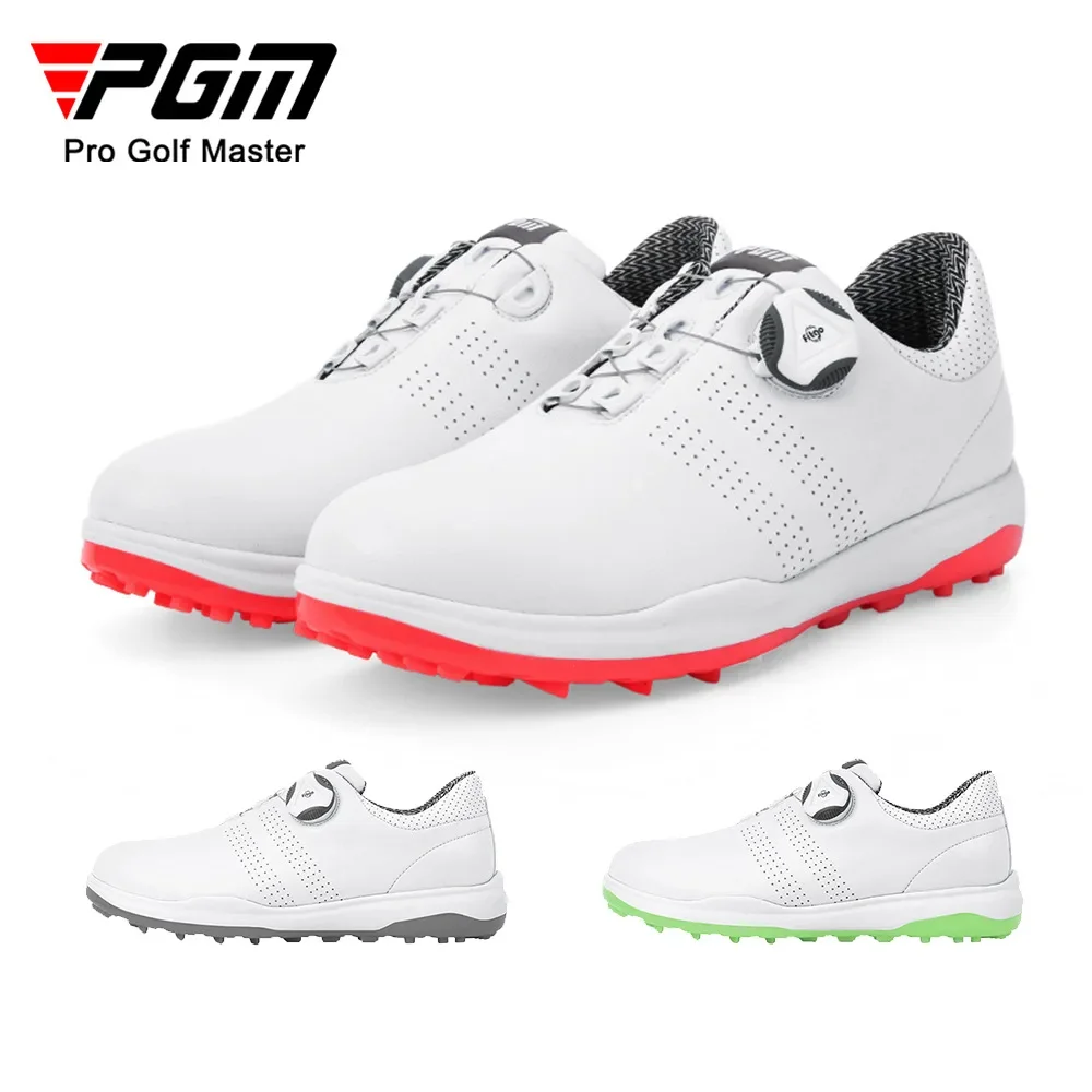 PGM Women Golf Shoes Waterproof Lightweight Knob Buckle Shoelace Sneakers Ladies Breathable Non-Slip Trainers Shoes