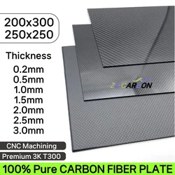 250x250mm 1mm 1.5mm 2mm 2.5mm 3mm 4mm 5mm Carbon Fiber Plate Panel Sheets High Composite Hardness Material for RC Airplane Parts