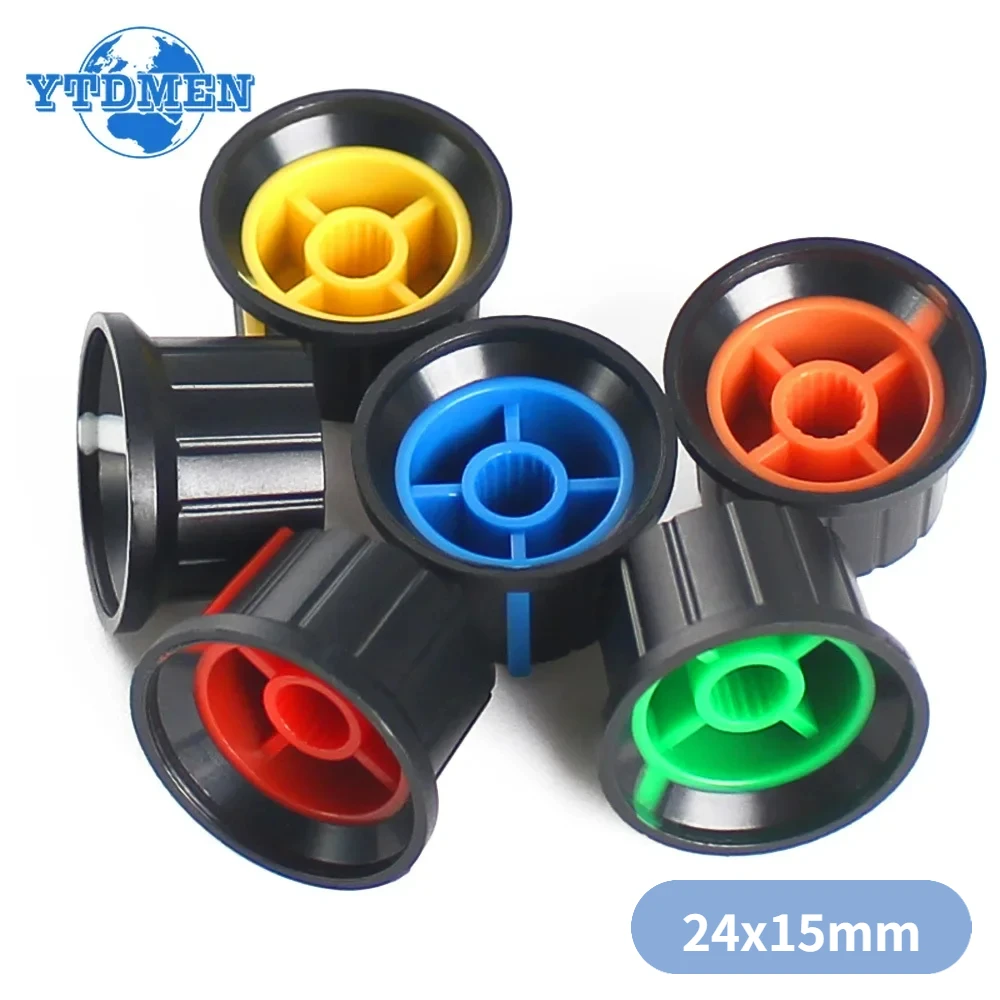 5PCS Potentiometer Knob Cap 24x15mm Two-color Knob Caps 6 Colors Flower-axis Volume Control Knobs for Encoder Diy Kit