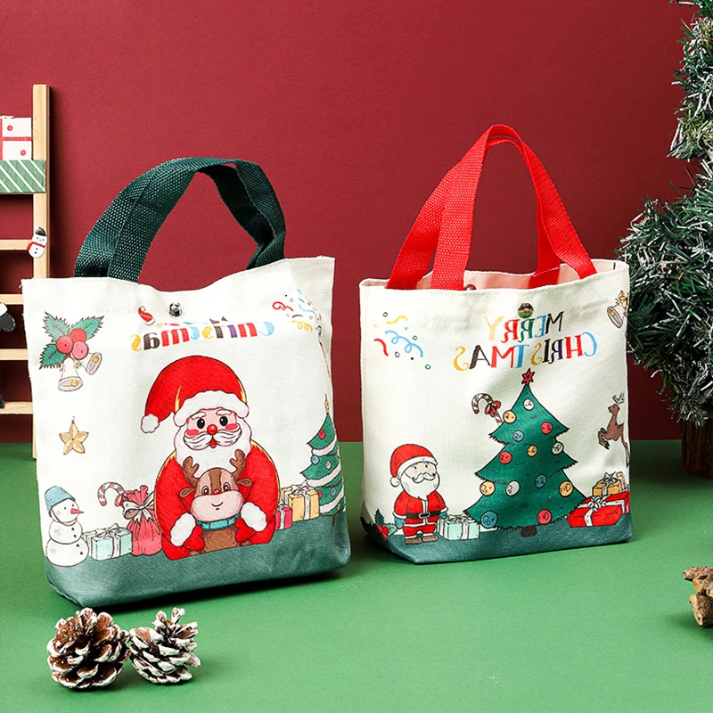 Christmas Handheld Cloth Bag Cartoon Santa Claus Xmas Tree Gift Bag Merry Christma Decor Noel Natal Navidad Happy New Year 2025