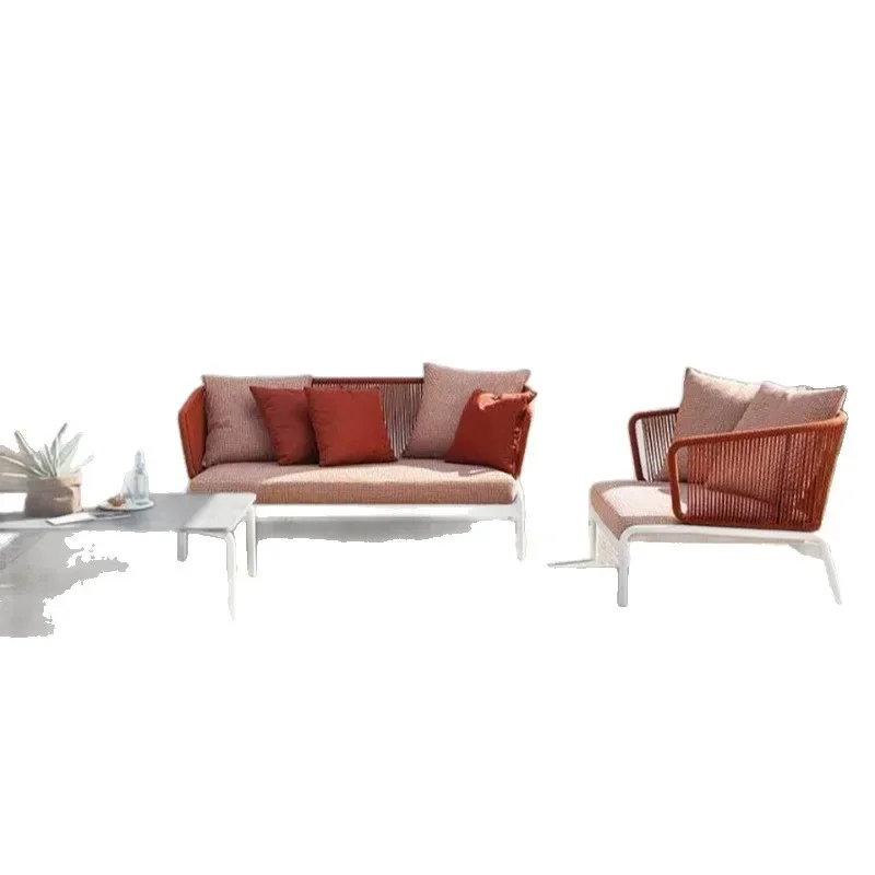 Outdoor sofa courtyard open-air balcony double rattan chair rattan sun room outdoor waterproof leisure garden furniture