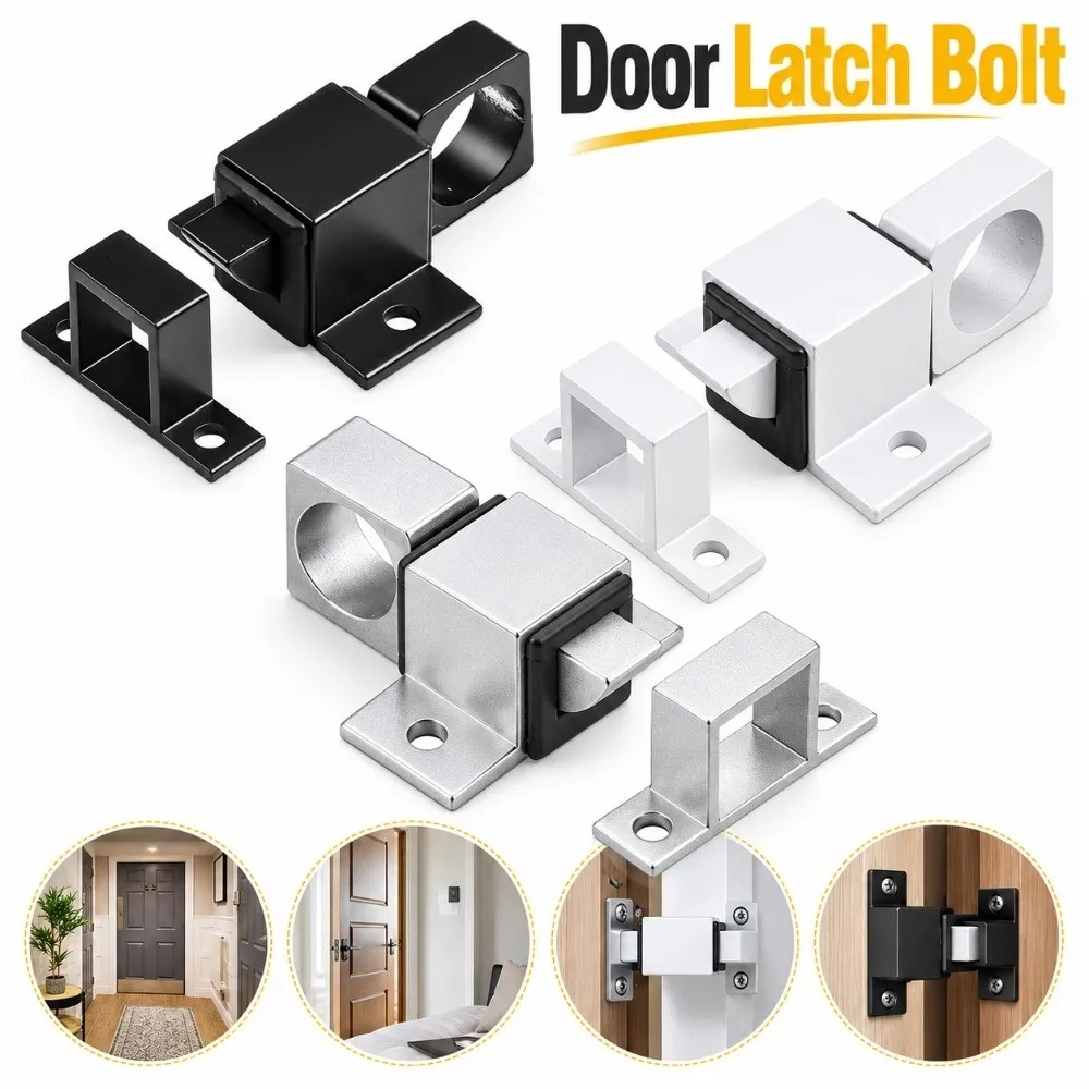 Aluminum Alloy Door Latch Bolt Square Shape Rustproof Self-Closing Latch Security Hardware Beveled Airplane Bolt Latch