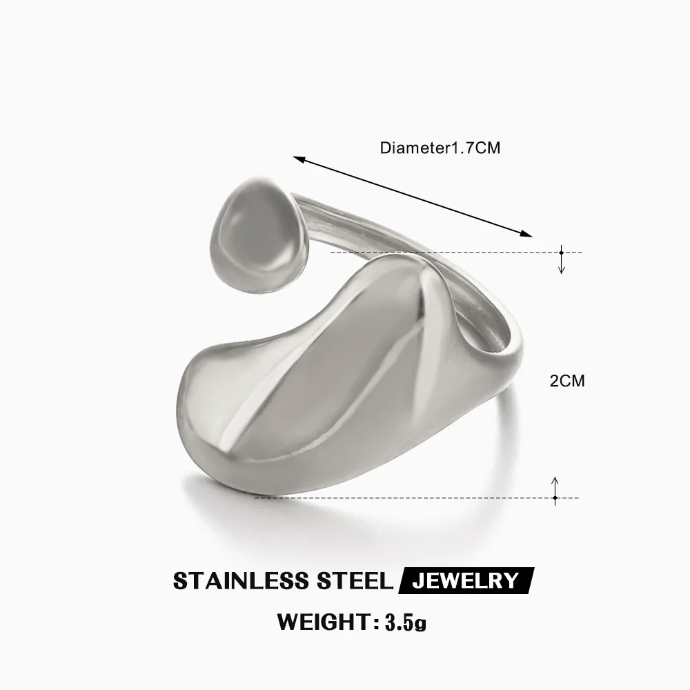 Chunky Polished Titanium Steel Irregular Rings Hip Hop Heavy Duty Open Ring For Women Bulk Order Unique Statement Jewelry