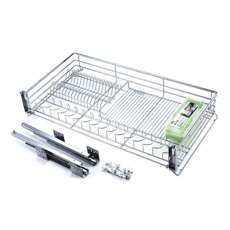 

Kitchen Storage Basket Sliding Dish Rack Basket Pull Out Wire Basket For Kitchenware Cabinet