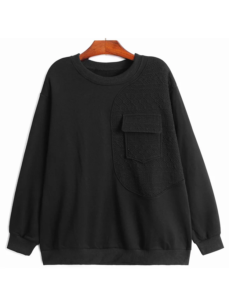 

Loose Fit Gray Irregular Sweatshirt New Round Neck Long Sleeve Women Big Size Fashion Tide Spring Autumn 2022 C654