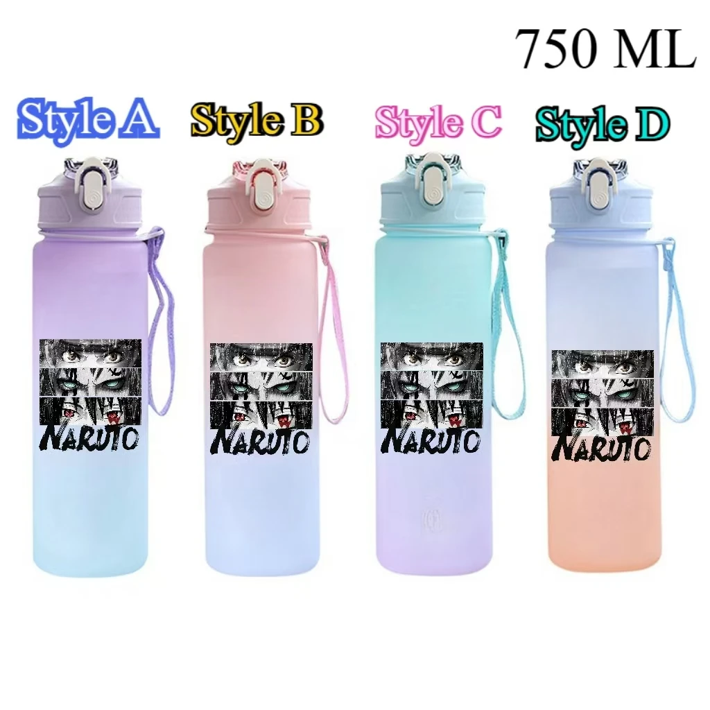 750 مللي ناروتو بوروتو البلاستيك التدرج اللون القش كوب ماء الرياضة زجاجة ماء عالية القيمة في الهواء الطلق سعة كبيرة مخيم شرب هدية