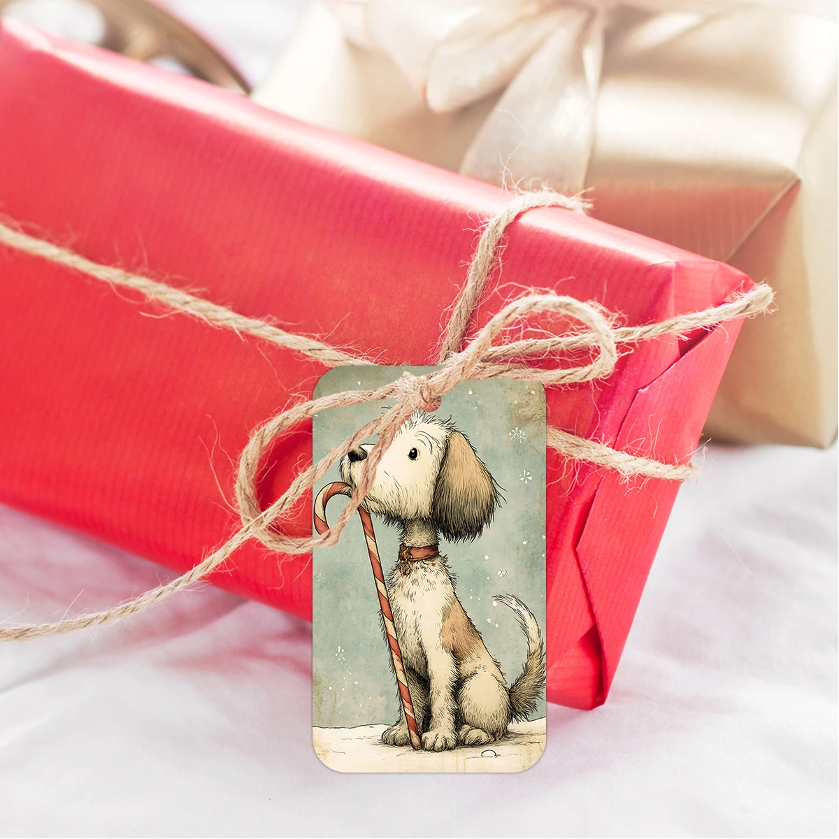 50 Stück Weihnachts-Geschenkanhänger mit Hundemotiv und Hanfseil, Etiketten zum Verpacken von Geschenken, Partygeschenken, zur Herstellung von Weihnachtsbaumschmuckkarten – Detail 7
